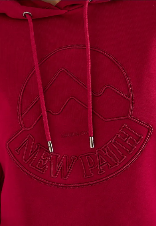 Hoodie met borduursel beaujolais red