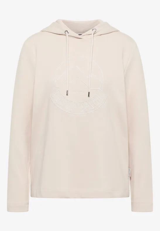 Hoodie met borduursel light greige