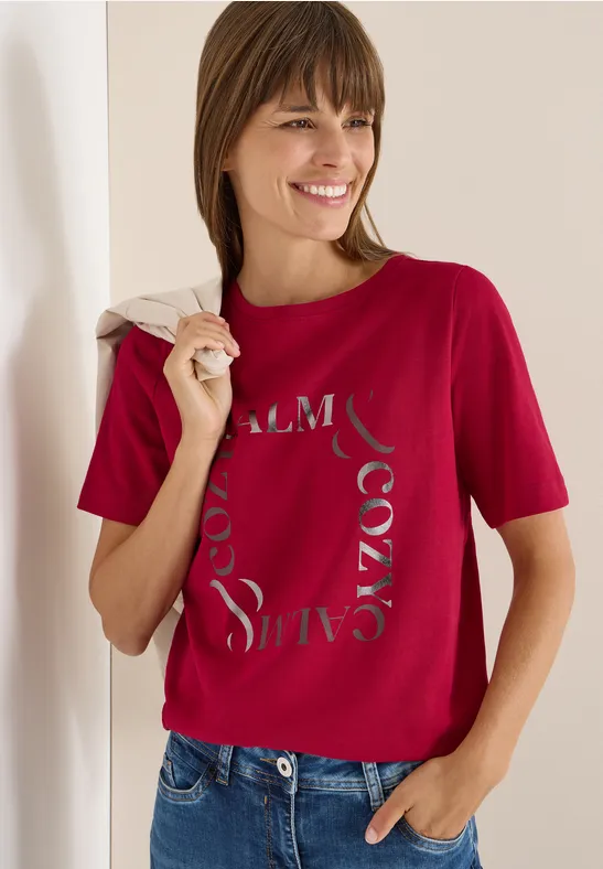 T-Shirt mit Frontprint beaujolais red