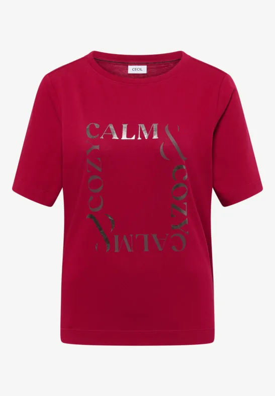 T-Shirt mit Frontprint beaujolais red