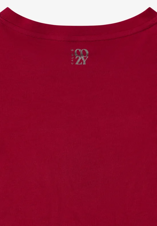T-Shirt mit Frontprint beaujolais red
