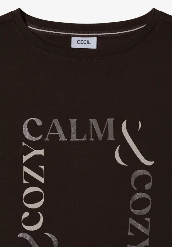 T-Shirt mit Frontprint tartufo brown