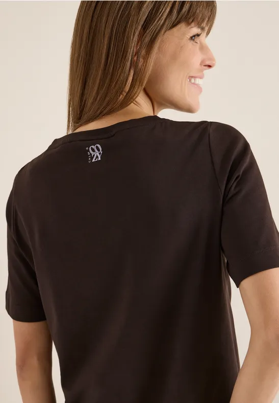 T-Shirt mit Frontprint tartufo brown