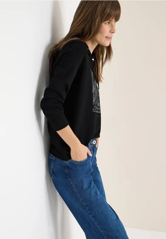 Sweat à capuche avec impression sur film Black