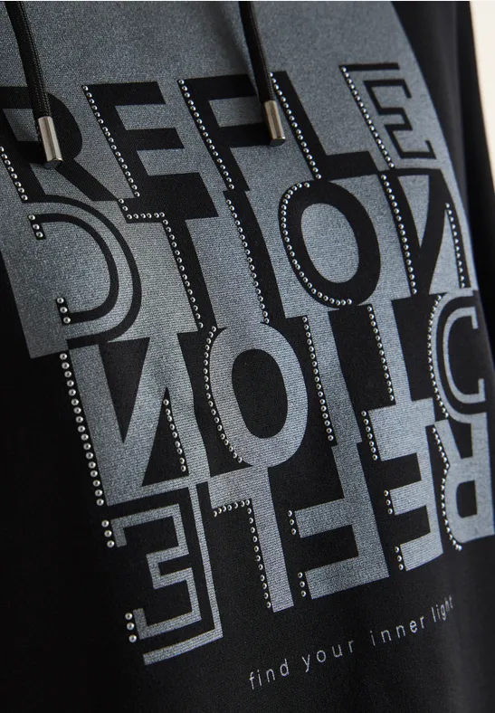 Sweat à capuche avec impression sur film Black