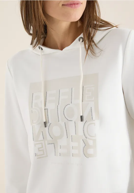 Hoodie Shirt mit Folienprint vanilla white