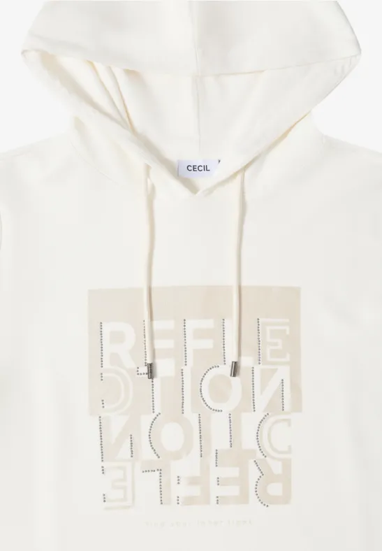 Hoodie Shirt mit Folienprint vanilla white