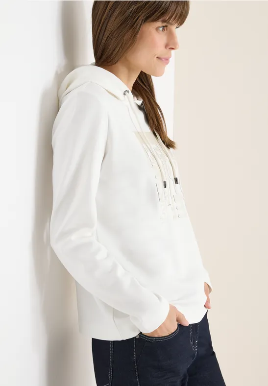 Hoodie Shirt mit Folienprint vanilla white