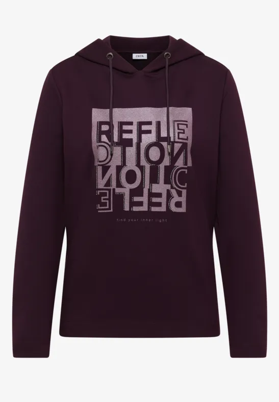 Hoodie Shirt mit Folienprint eggplant red