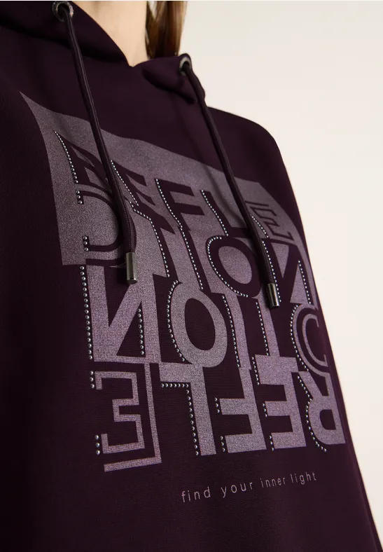 Hoodie Shirt mit Folienprint eggplant red