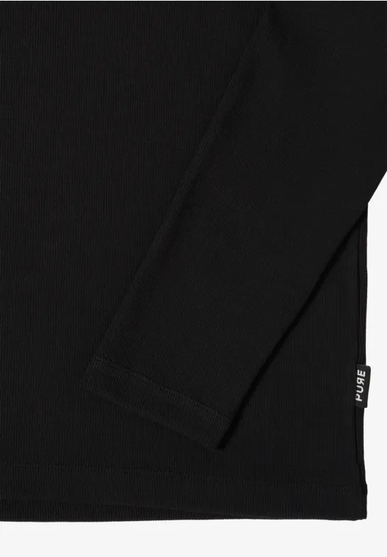 Shirt met lange mouwen en geribde textuur Black