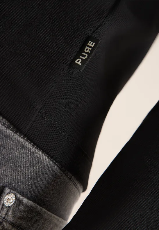 Shirt met lange mouwen en geribde textuur Black