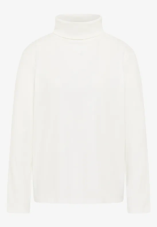 Shirt met lange mouwen en geribde textuur vanilla white