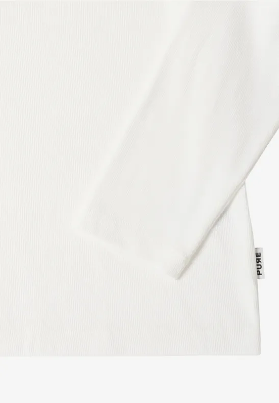 Shirt met lange mouwen en geribde textuur vanilla white