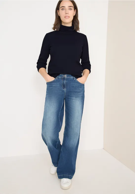 Langarmshirt in Rippstruktur urban dark blue