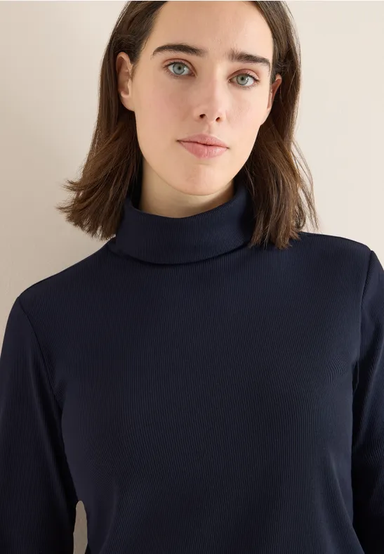 Langarmshirt in Rippstruktur urban dark blue