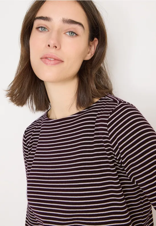 Gestreiftes Langarmshirt eggplant red
