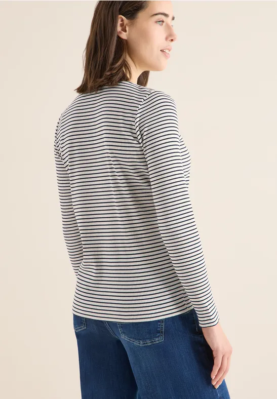 Gestreiftes Langarmshirt creamy white