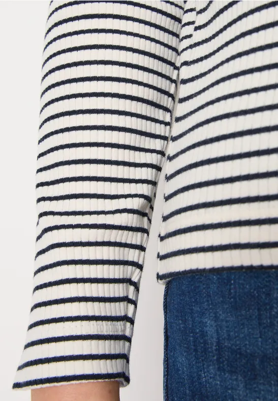 Gestreiftes Langarmshirt creamy white