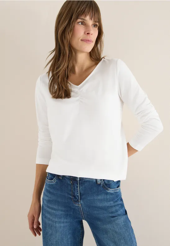 T-shirt basique avec fronces vanilla white