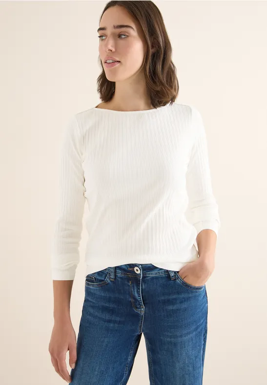 Geribd shirt vanilla white