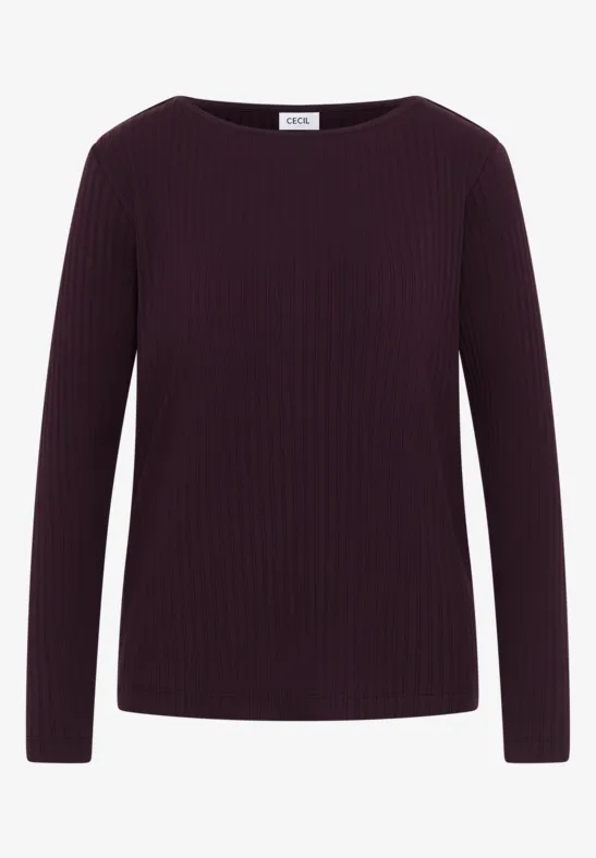 Rippstruktur Shirt eggplant red