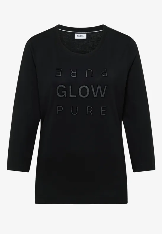Shirt met glitter tekst Black