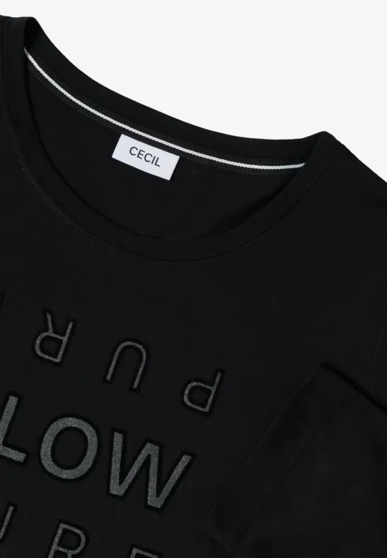Shirt met glitter tekst Black