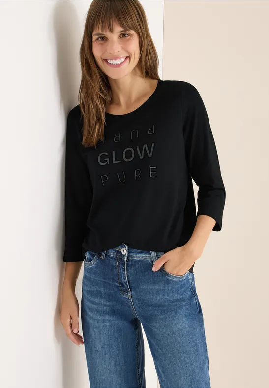 Shirt met glitter tekst Black