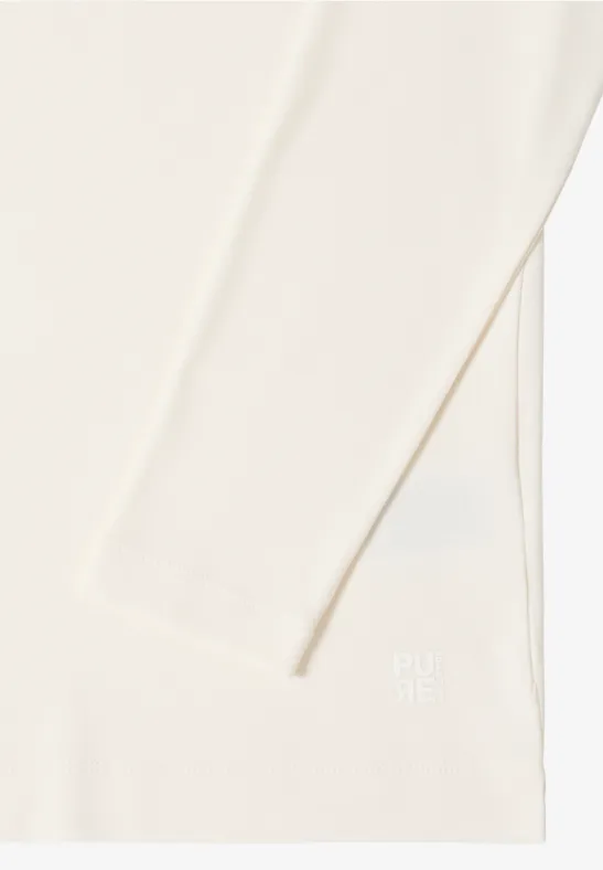 Funnelneck Shirt in Unifarbe creamy white