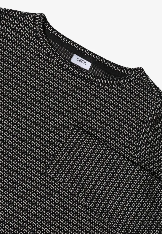 Shirt met structuur, tweekleurig Black
