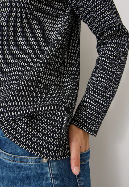 Shirt met structuur, tweekleurig Black
