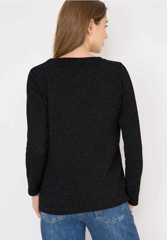 Glitzer Strukturshirt Black