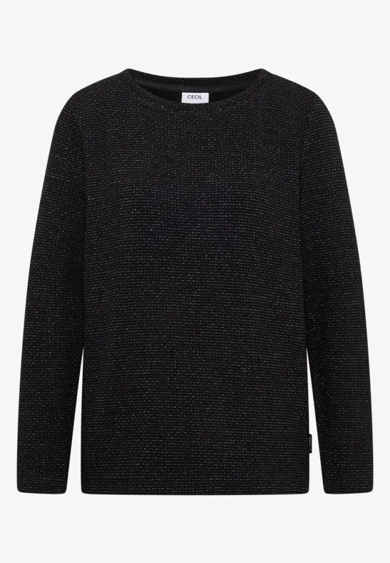 Glitzer Strukturshirt Black