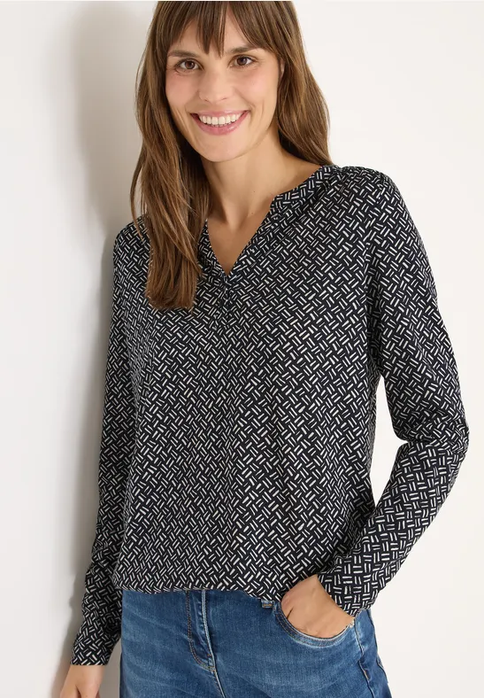 Shirt met patroon light greige