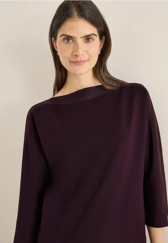 Batwing Shirt mit Tape eggplant red