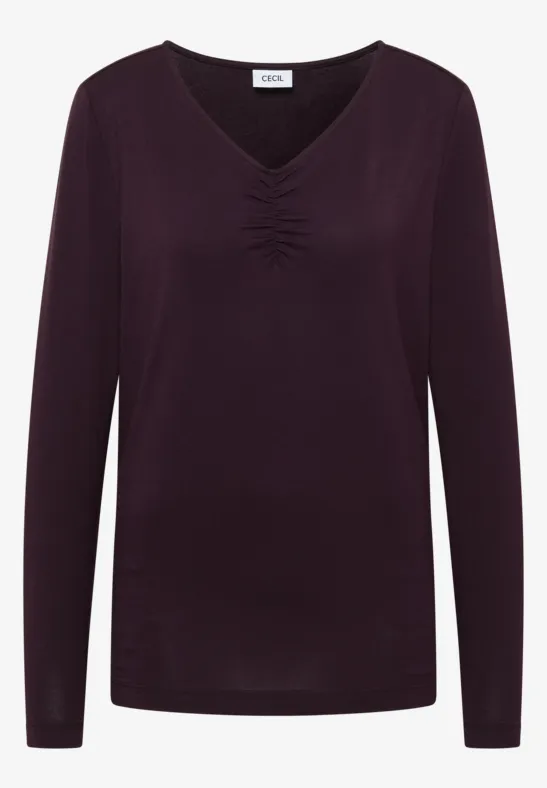 T-shirt basique avec fronces eggplant red