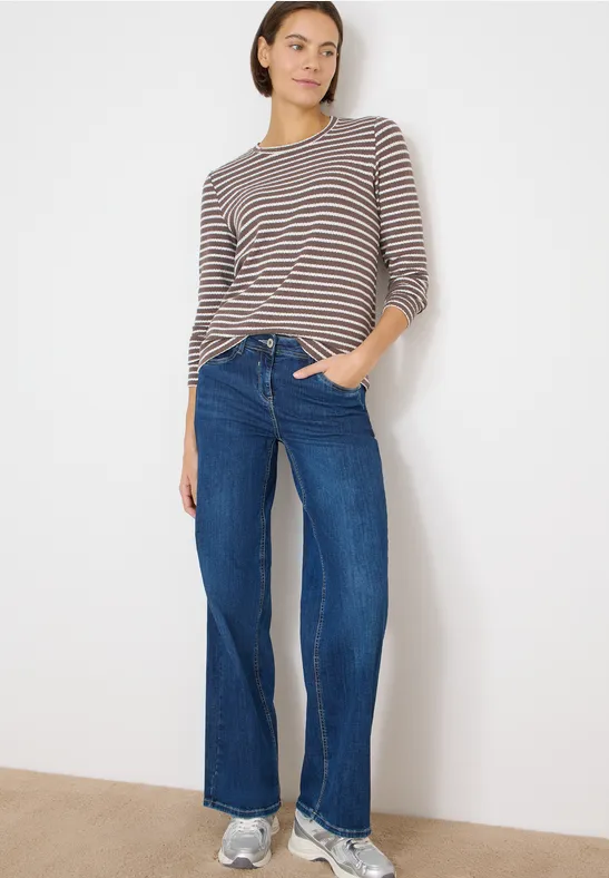 Gestreiftes Langarmshirt urban taupe