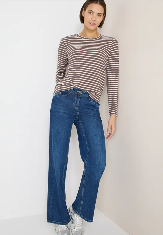 Gestreiftes Langarmshirt urban taupe