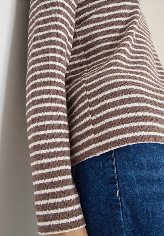 Gestreiftes Langarmshirt urban taupe