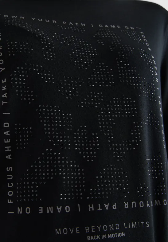 Shirt mit Schmucksteinen Black