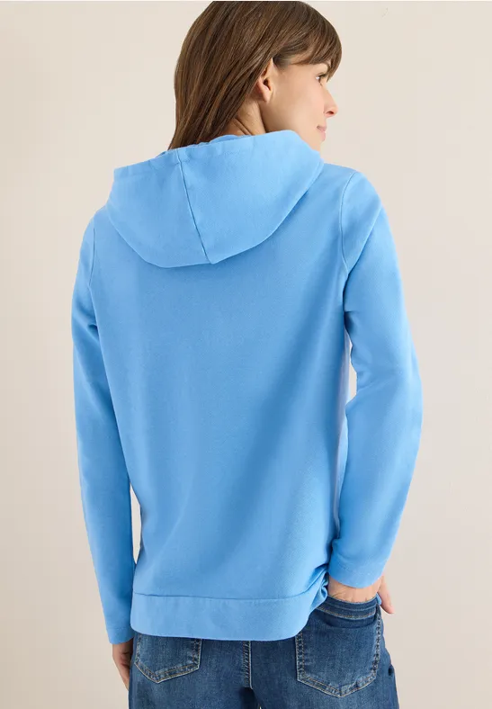 Hoodie mit Schmucksteinen fountain blue