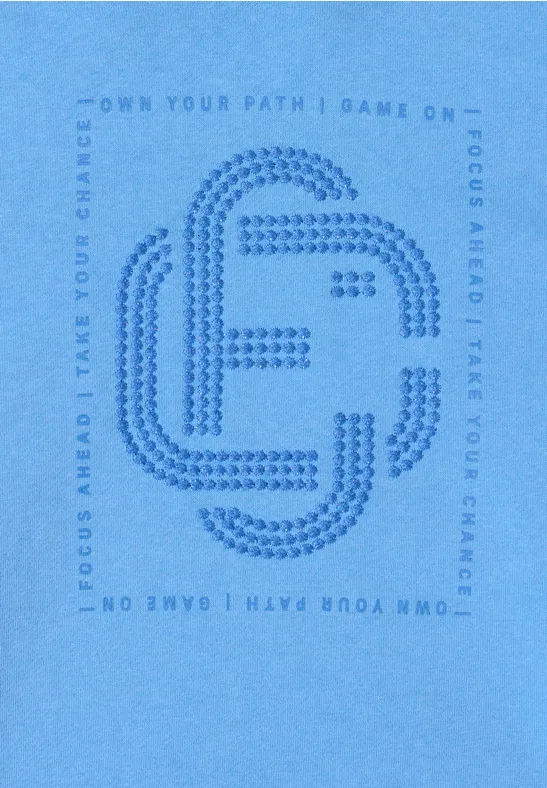 Hoodie mit Schmucksteinen fountain blue