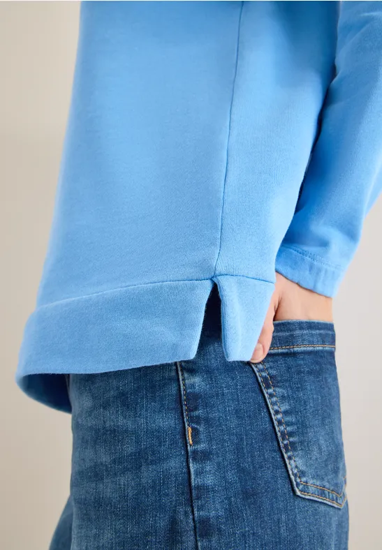 Hoodie mit Schmucksteinen fountain blue