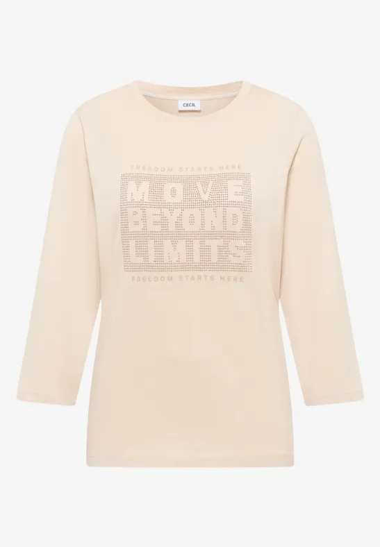 Shirt mit Schmucksteinen pearl beige