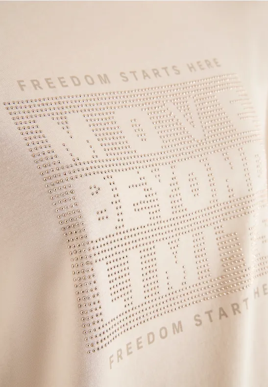 Shirt mit Schmucksteinen pearl beige