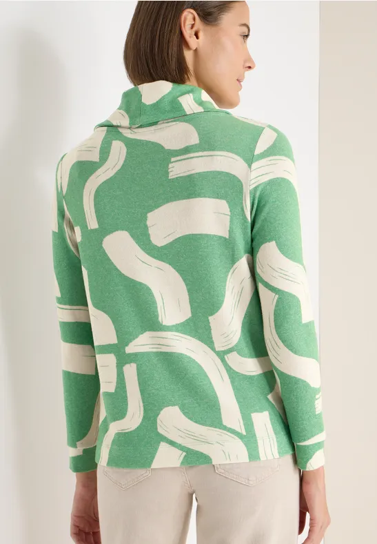 Gemustertes Melange Shirt bamboo green melange