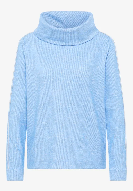 Melange Shirt mit Tape fountain blue melange