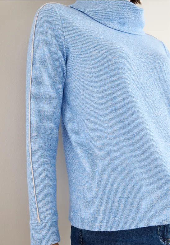 Melange Shirt mit Tape fountain blue melange