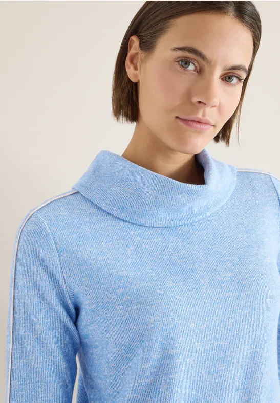 Melange Shirt mit Tape fountain blue melange